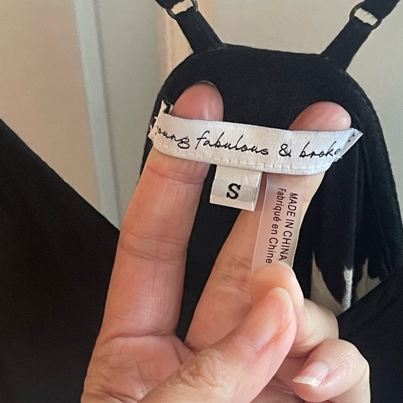 YOUNG FABULOUS & BROKE Lorelei Black Grey Tie Dye Wrap Deep V Maxi Dress Small - Picture 4 of 6